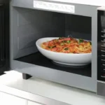 Microwave oven with food inside